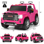 12V 2-Seater Licensed GMC Kids Ride On Truck RC Electric Car w/StoraBox Pink