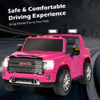 12V 2-Seater Licensed GMC Kids Ride On Truck RC Electric Car w/StoraBox Pink