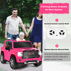 12V 2-Seater Licensed GMC Kids Ride On Truck RC Electric Car w/StoraBox Pink