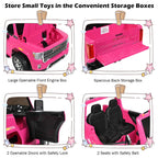 12V 2-Seater Licensed GMC Kids Ride On Truck RC Electric Car w/StoraBox Pink