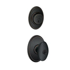 Wakefield Aged Bronze Single Cylinder Deadbolt with Siena Entry Door Knob Combo Pack