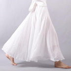 pleated vintage linen maxi skirt