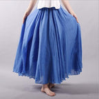 pleated vintage linen maxi skirt