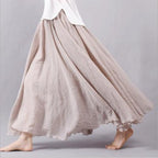 pleated vintage linen maxi skirt