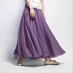 pleated vintage linen maxi skirt