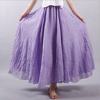 pleated vintage linen maxi skirt