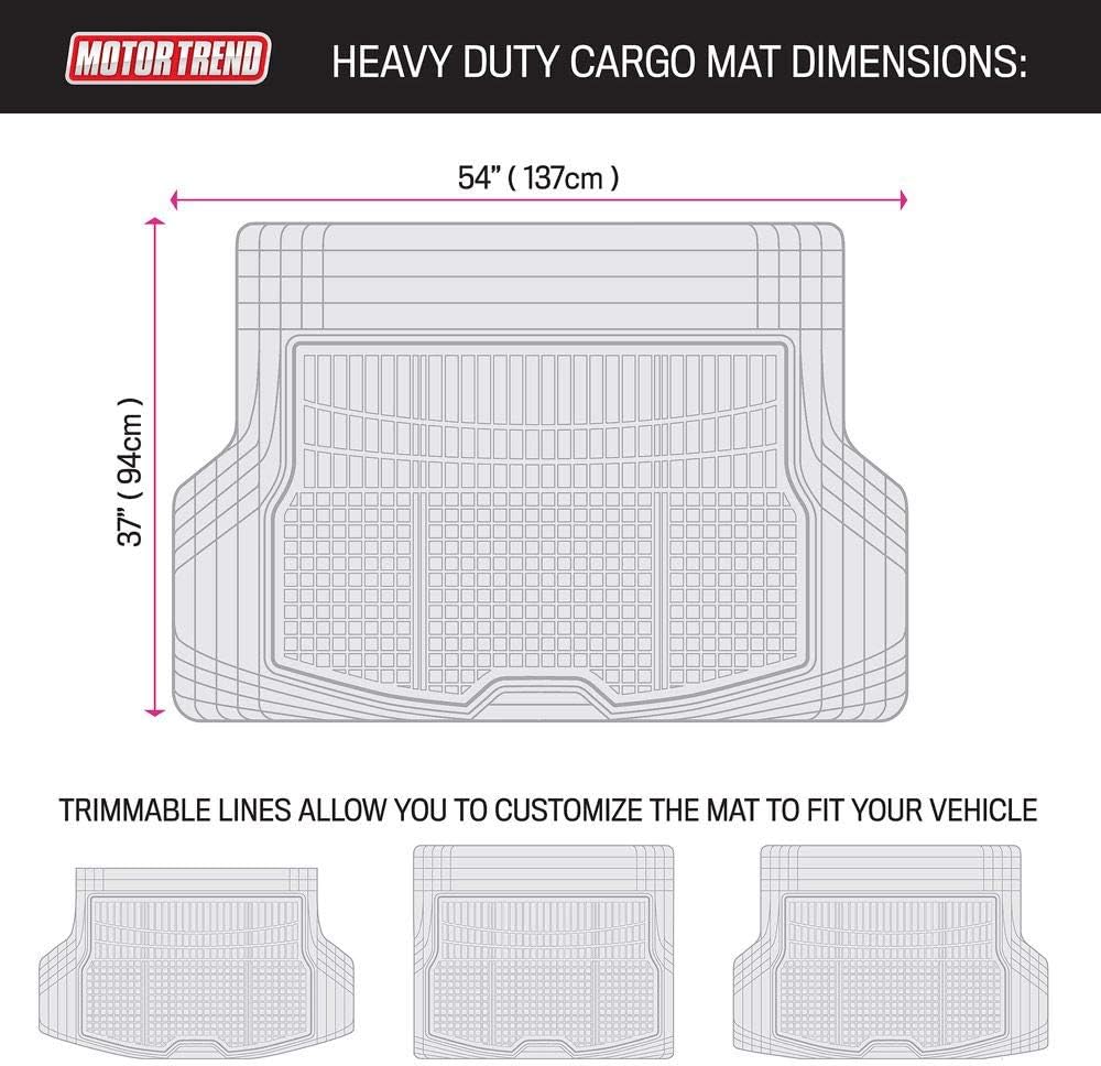 Motor Trend Premium FlexTough All-Protection Cargo Mat Liner – w/Traction Grips &amp; Fresh , Heavy Duty Trimmable Trunk Liner for Car Truck SUV, Black (OF-985-BK)