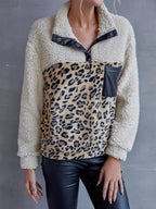 Leopard Print Color Block Casual Sweatshirt