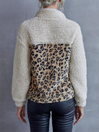Leopard Print Color Block Casual Sweatshirt