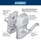 Camelot Satin Nickel Electronic Door Lock with Accent Door Lever Featuring Flex Lock