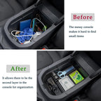 JDMCAR Center Console Tray Organizer Compatible with Toyota RAV4 Accessories 2023 2023 2023 2023 2023 and 2021-2023 RAV4 Prime, Armrest Insert Container ABS Material Secondary Storage Box-Gray