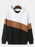mens color block stitching hoodie casual two pieces outfits with sweatpants