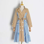 patchwork striped trench coat