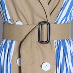 patchwork striped trench coat