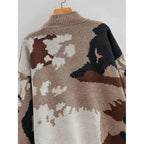 camouflage lazy loose v-neck sweater