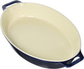 STAUB Ceramics Oval Baking Dish, 14.5-inch, Dark Blue