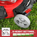PowerSmart Lawn Mower Gas Powered - 21 Inch & 144CC 4-Stroke Engine, 5 Adjustable Heights (1.18''-3.0''), Oil Included