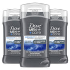 Dove Men+Care Deodorant Stick for Men Midnight Classico 3 Count Aluminum Free 72-Hour Odor Protection Mens Deodorant With Essential Oils &amp; 1/4 Moisturizing Cream 3oz