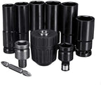 Peixiang Sturdy Power Tool Accessories, 10pcs Air Impact Socket Wrench Adapter Set 1/2 Inch Square Drive Metric Drill Chuck Adapter Safety