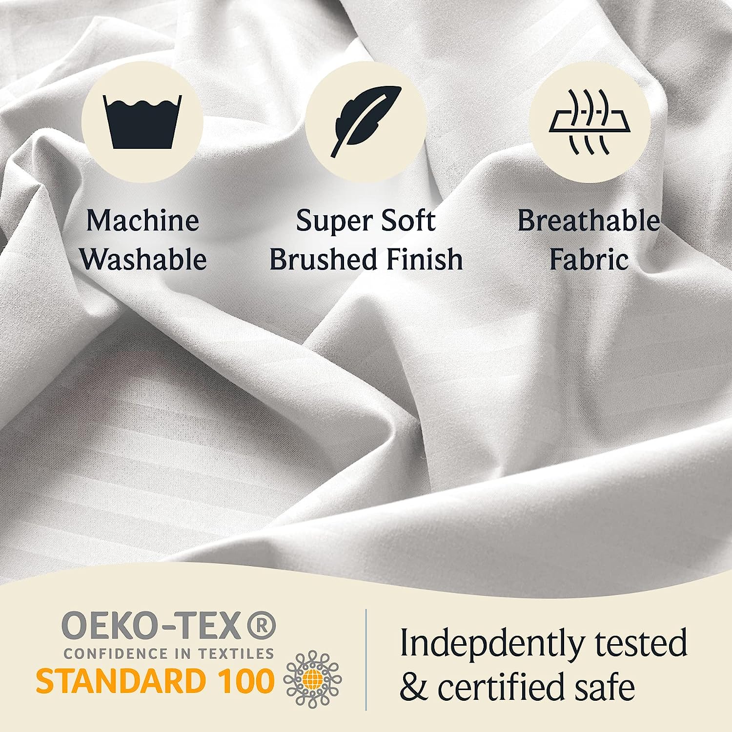 LuxClub Striped Sheets Set, 6 PC Striped Bed Sheets Full Size, Deep Pockets 18" Eco Friendly Wrinkle Free Cooling Sheets Machine Washable Hotel Bedding Silky Soft (Full, Striped White)