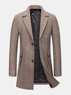 mens business woolen single-breasted thick suit collar casual overcoat