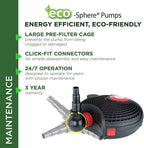 Alpine Corporation Eco-Sphere Energy-Saving 5400GPH Pond Pump with Controller and 33-ft. Cord
