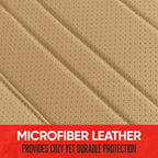 Motor Trend Seat Cover for Cars Trucks SUV, Faux Leather Rear Bench Beige Padded Car Seat Cover with Storage Pockets, Premium Interior Car Seat Cover