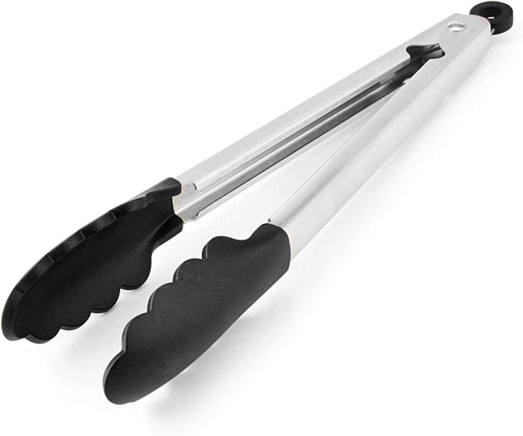 KitchenAid Silicone Tipped Stainless Steel Tongs, 10.26 Inch, Black