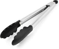 KitchenAid Silicone Tipped Stainless Steel Tongs, 10.26 Inch, Black