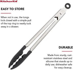 KitchenAid Silicone Tipped Stainless Steel Tongs, 10.26 Inch, Black
