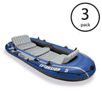 Excursion 5 Person Inflatable Boat Set w/ 2 Oars, Air Pump &amp; Bag (3 Pack)