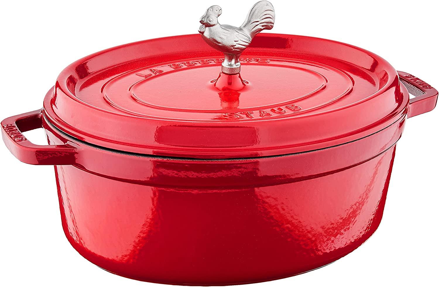 Staub Cast Iron 5.75-qt Coq au Vin Cocotte - Cherry, Made in France