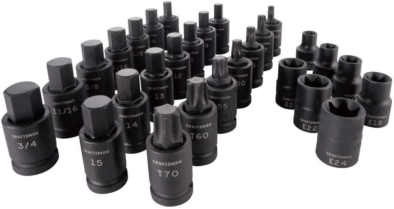 CRAFTSMAN Impact Socket Set, 1/2-Inch Drive, 28-Piece, MM/SAE (CMMT42031)