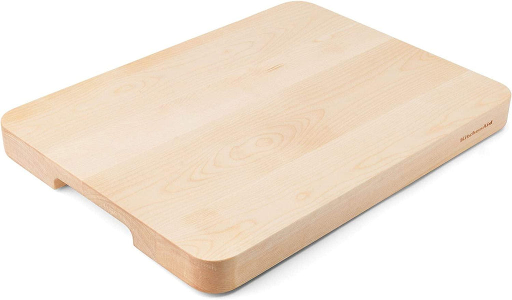KitchenAid Gourmet Cutting Board with Non-Slip feet and Recessed Handles, Thick Chopping Board with Edge-Grain Design, Charcuterie Board, 12x16-inch, Birchwood
