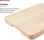KitchenAid Gourmet Cutting Board with Non-Slip feet and Recessed Handles, Thick Chopping Board with Edge-Grain Design, Charcuterie Board, 12x16-inch, Birchwood