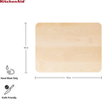 KitchenAid Gourmet Cutting Board with Non-Slip feet and Recessed Handles, Thick Chopping Board with Edge-Grain Design, Charcuterie Board, 12x16-inch, Birchwood