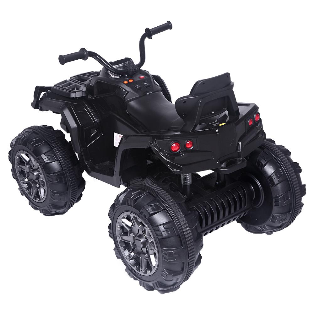 Kids Ride ON Toys 12 Volt Car, Battery Powered Quad Ride ON Cars, 4-Wheeler ATV Ride ON Toy w/ 2 Speed, LED Lights, AUX Jack, Radio, Electric Motorcycle for Boys / Girls, 3-8 Years Old, Black, W1866