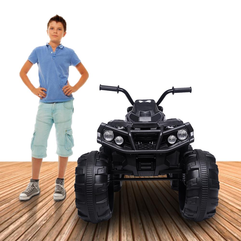 Kids Ride ON Toys 12 Volt Car, Battery Powered Quad Ride ON Cars, 4-Wheeler ATV Ride ON Toy w/ 2 Speed, LED Lights, AUX Jack, Radio, Electric Motorcycle for Boys / Girls, 3-8 Years Old, Black, W1866