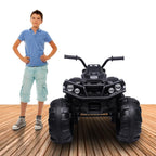 Clearance! Kids 12v Ride ON Toys, Battery Powered Ride ON Toys Car, 4-Wheeler ATV Ride ON Car w/ 3.7mph Max, 2 Speed, LED Lights, AUX Jack, Radio, Electric Motorcycle for Boys/Girls, Black, W1890