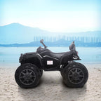 Kids Ride ON Toys 12 Volt Car, Battery Powered Quad Ride ON Cars, 4-Wheeler ATV Ride ON Toy w/ 2 Speed, LED Lights, AUX Jack, Radio, Electric Motorcycle for Boys / Girls, 3-8 Years Old, Black, W1866