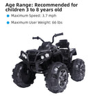 Kids Ride ON Toys 12 Volt Car, Battery Powered Quad Ride ON Cars, 4-Wheeler ATV Ride ON Toy w/ 2 Speed, LED Lights, AUX Jack, Radio, Electric Motorcycle for Boys / Girls, 3-8 Years Old, Black, W1866