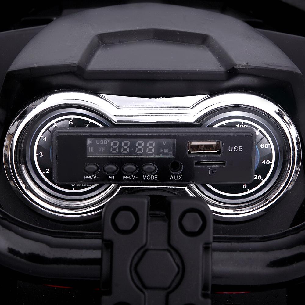 Kids Ride ON Toys 12 Volt Car, Battery Powered Quad Ride ON Cars, 4-Wheeler ATV Ride ON Toy w/ 2 Speed, LED Lights, AUX Jack, Radio, Electric Motorcycle for Boys / Girls, 3-8 Years Old, Black, W1846