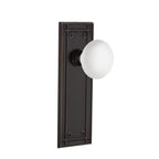 Mission Plate 2-3/8 in. Backset Timeless Bronze Privacy Bed/Bath White Porcelain Door Knob