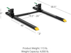 Attachments Medium-Duty 46" Clamp-on Pallet Forks Stabilizer Bar Rated 4,000 LB Loader or Skid Steer