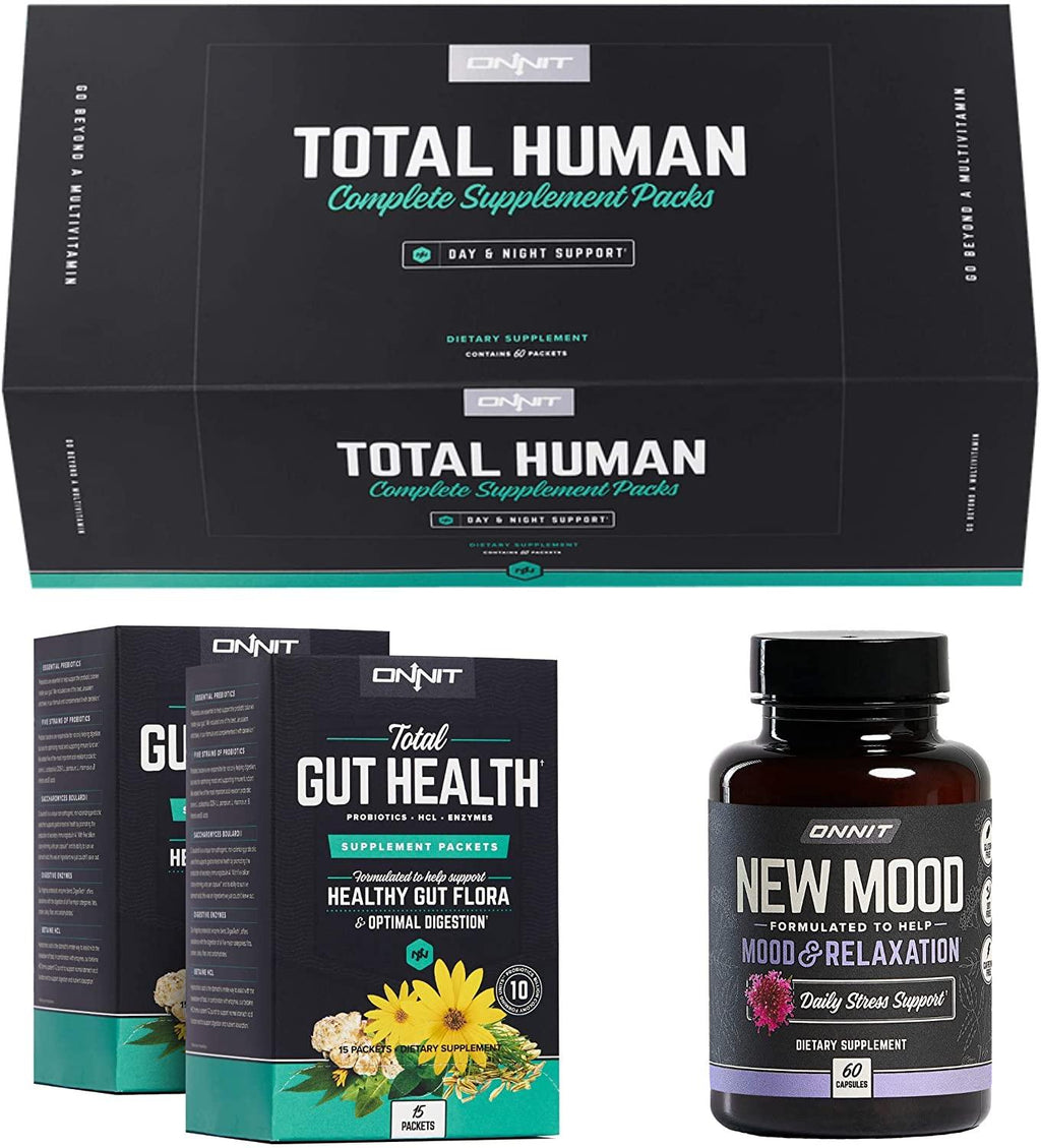 ONNIT Total Human + Total Gut Health + New Mood 60ct Stack
