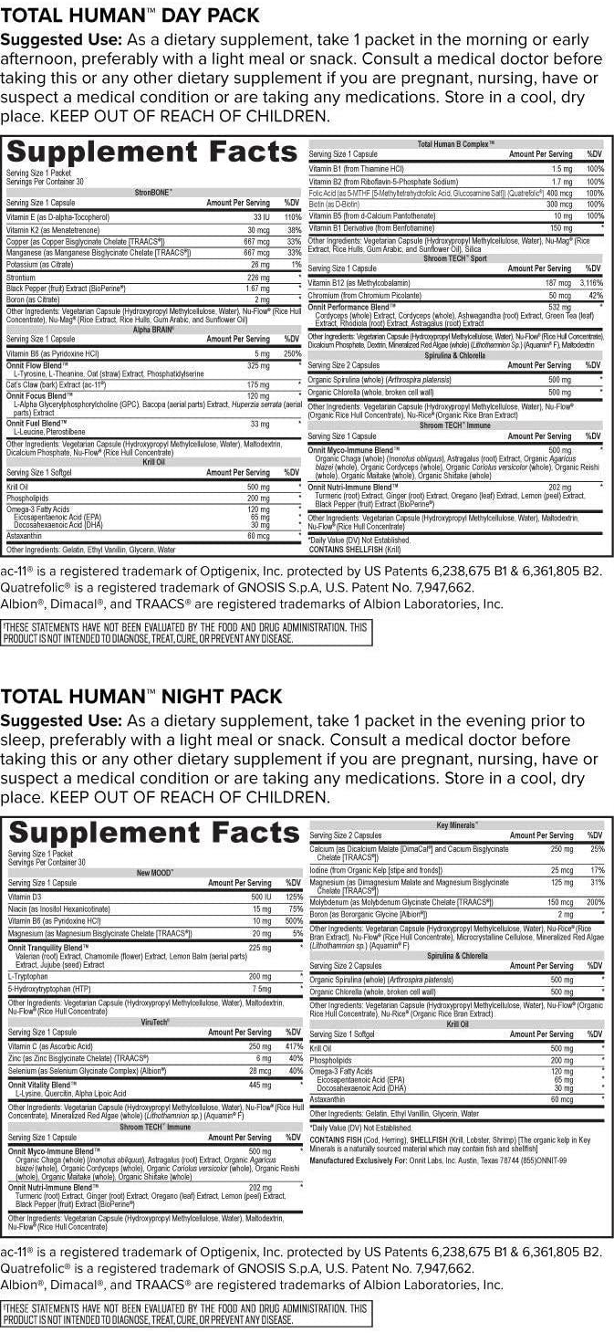 ONNIT Total Human + Total Gut Health + New Mood 60ct Stack