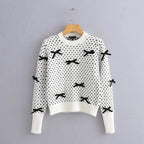 round neck heart sweater