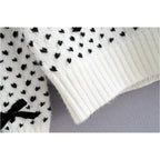 round neck heart sweater