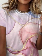 Casual Print Crew Neck Short Sleeve T-Shirt