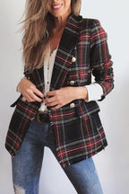 Double-Breasted Grid Lapel Suit